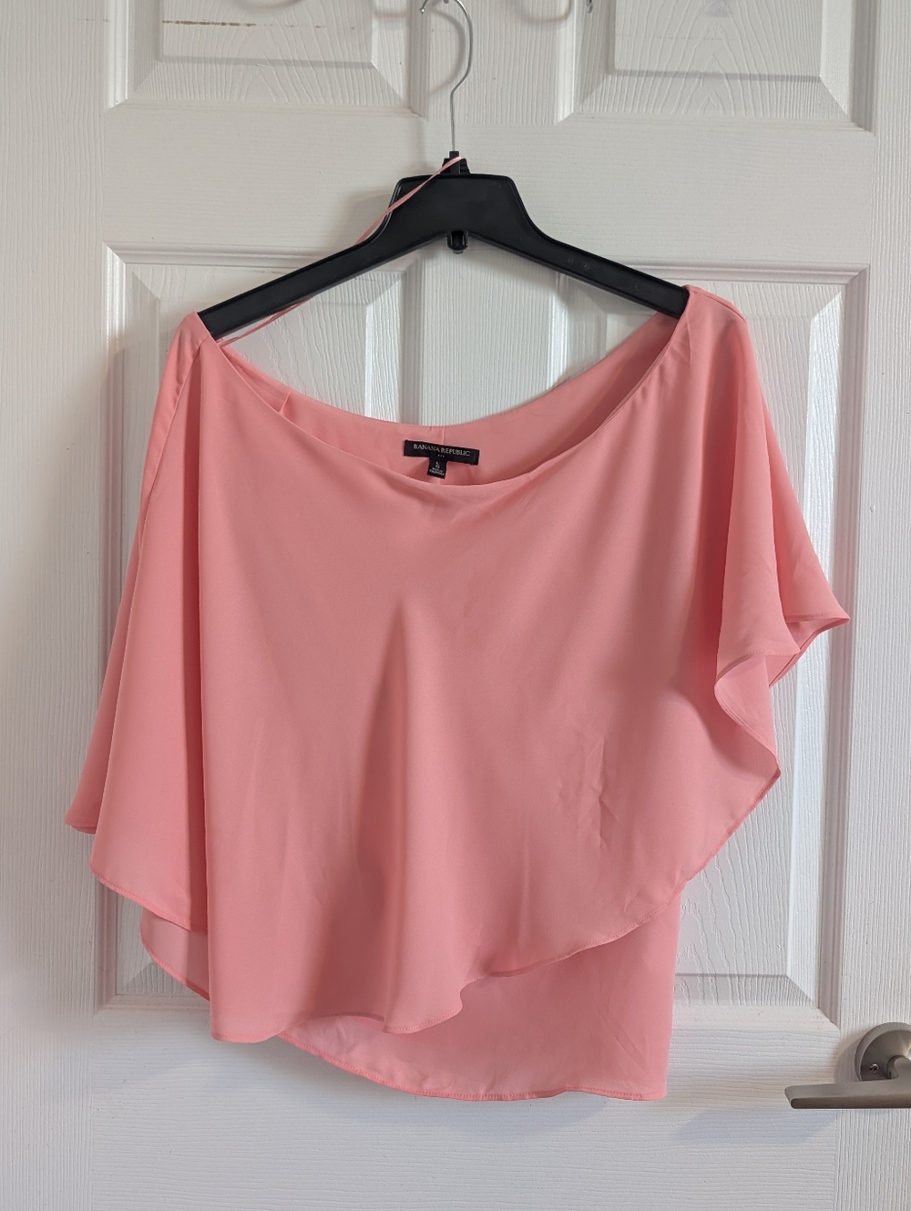 Banana Republic One-Shoulder Asymmetrical Overlay Top Coral Pink Chic Party - L